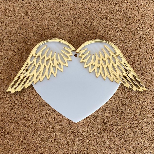 Coeur ailes d'ange plexiglas (divers coloris)