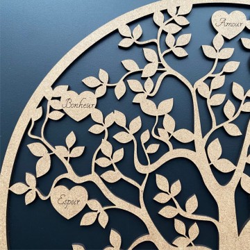 Cadre arbre de vie famille et coeur (6 prénoms maximum)