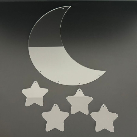 suspension lune et étoiles plexiglas