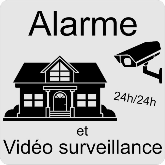 Plaque adhésive alarme vidéo surveillance 10cm (divers coloris)