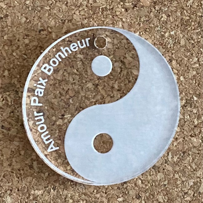 Pendentif rond plexiglas yin yang 40mm