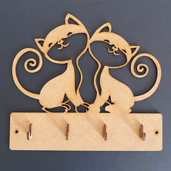 Plaque de porte-clés couple de chats