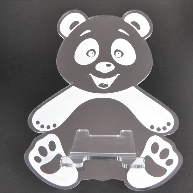 Support de téléphone, tablette plexiglas transparent panda